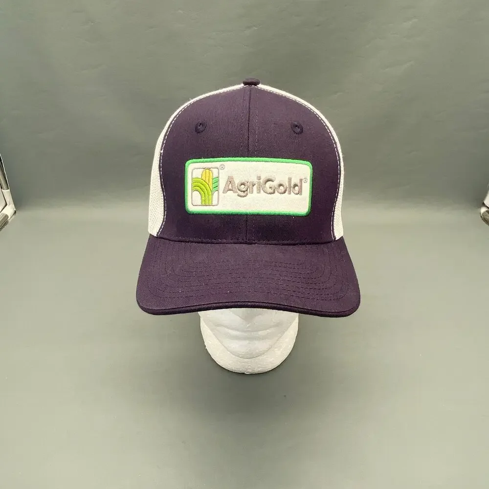 AgriGold Seed Hat Cap Vintage Style Mesh Trucker Snapback Purple White Farming